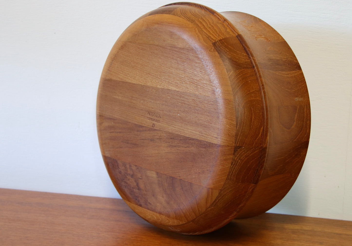 Vintage Danish Solid Teak Staved Bowl by Nissen