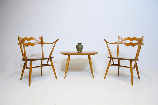 Pair - Ercol Model 493 Carver Chairs - Blonde