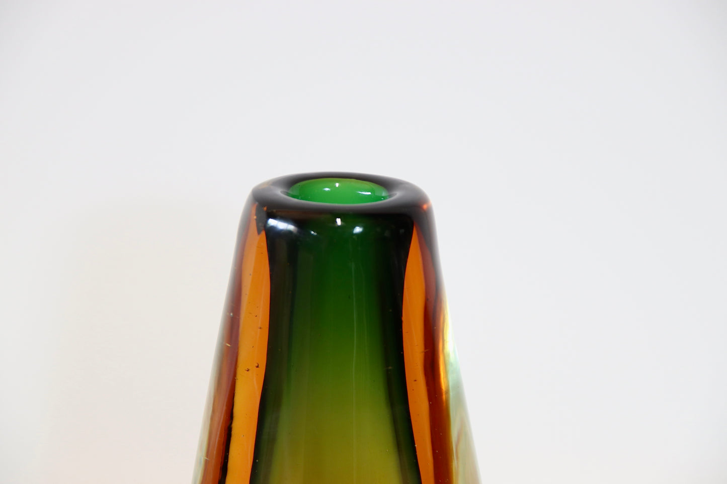 Murano Sommerso Green & Yellow Teardrop Glass Vase