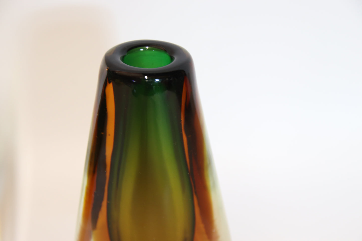 Murano Sommerso Green & Yellow Teardrop Glass Vase
