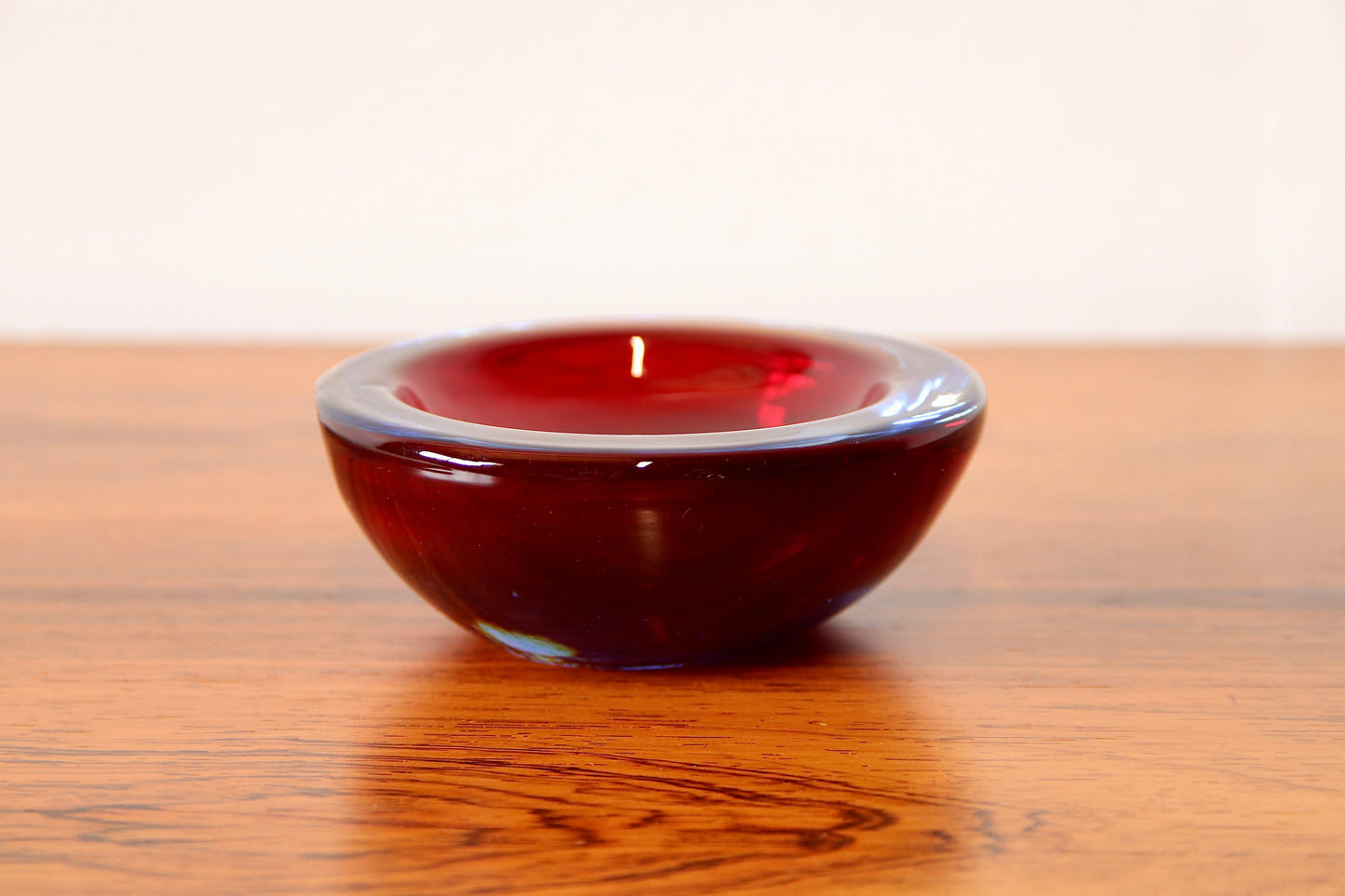 Murano Sommerso Blue & Red Geode Bowl / Dish
