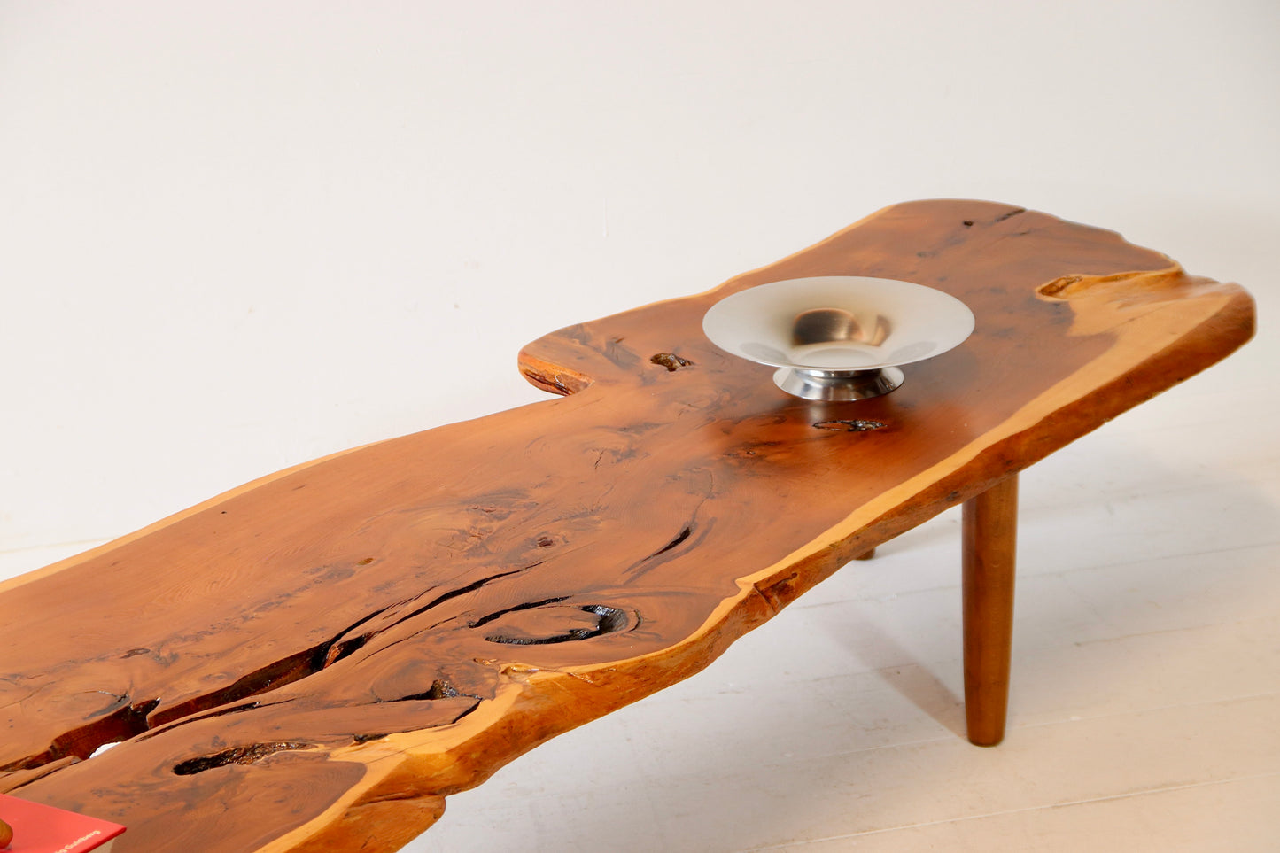 Large Solid Yew Live Edge Coffee Table / Low Bench c.1960