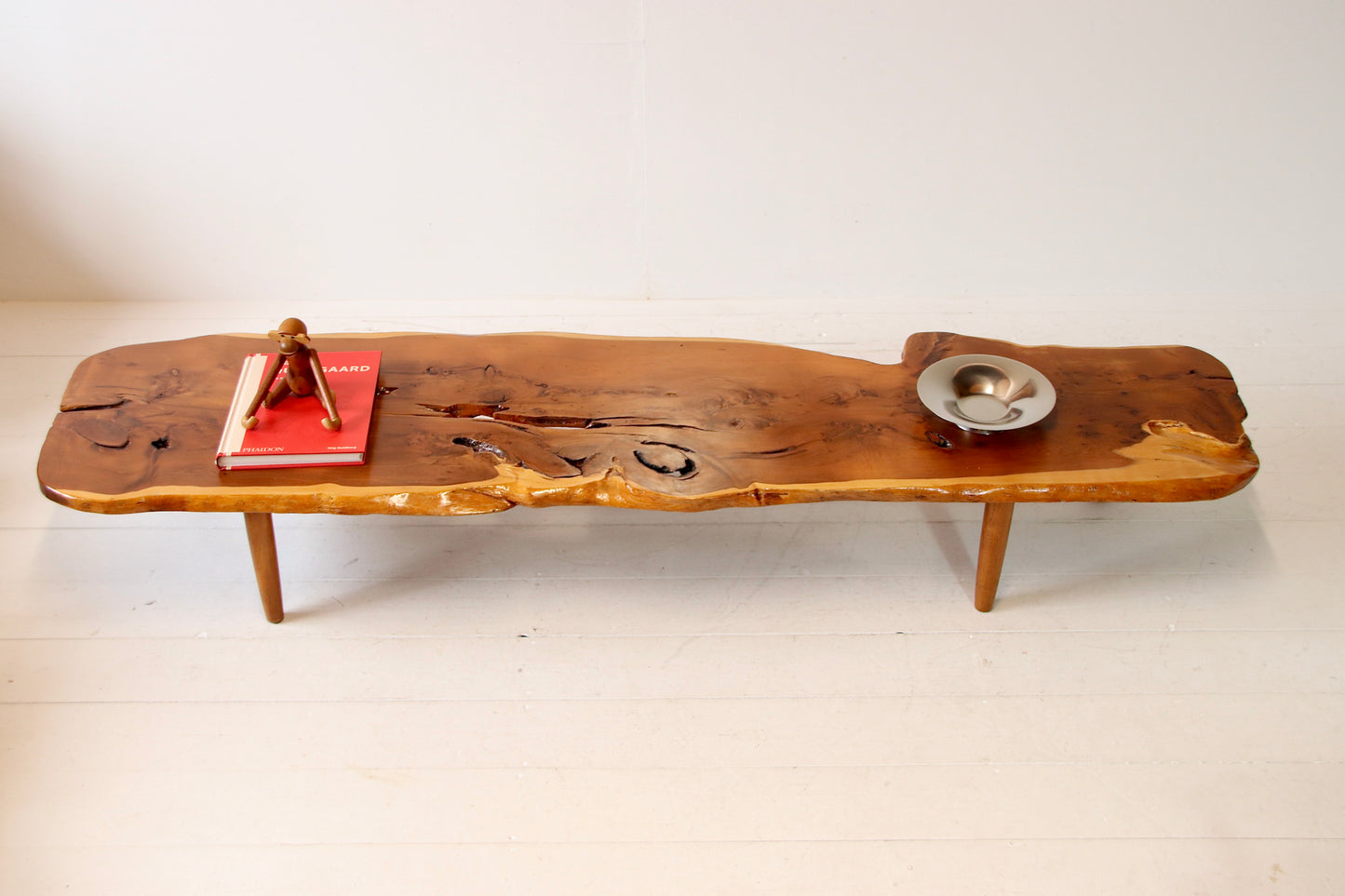 Large Solid Yew Live Edge Coffee Table / Low Bench c.1960