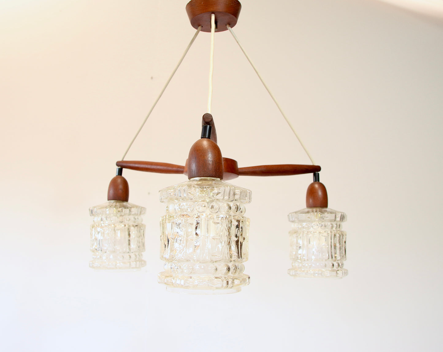 Danish Mid Century Ceiling Pendant Light - Teak