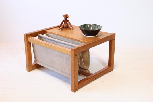 Vintage Ikea Pine and Linen Magazine Coffee Table by Karin Mobring