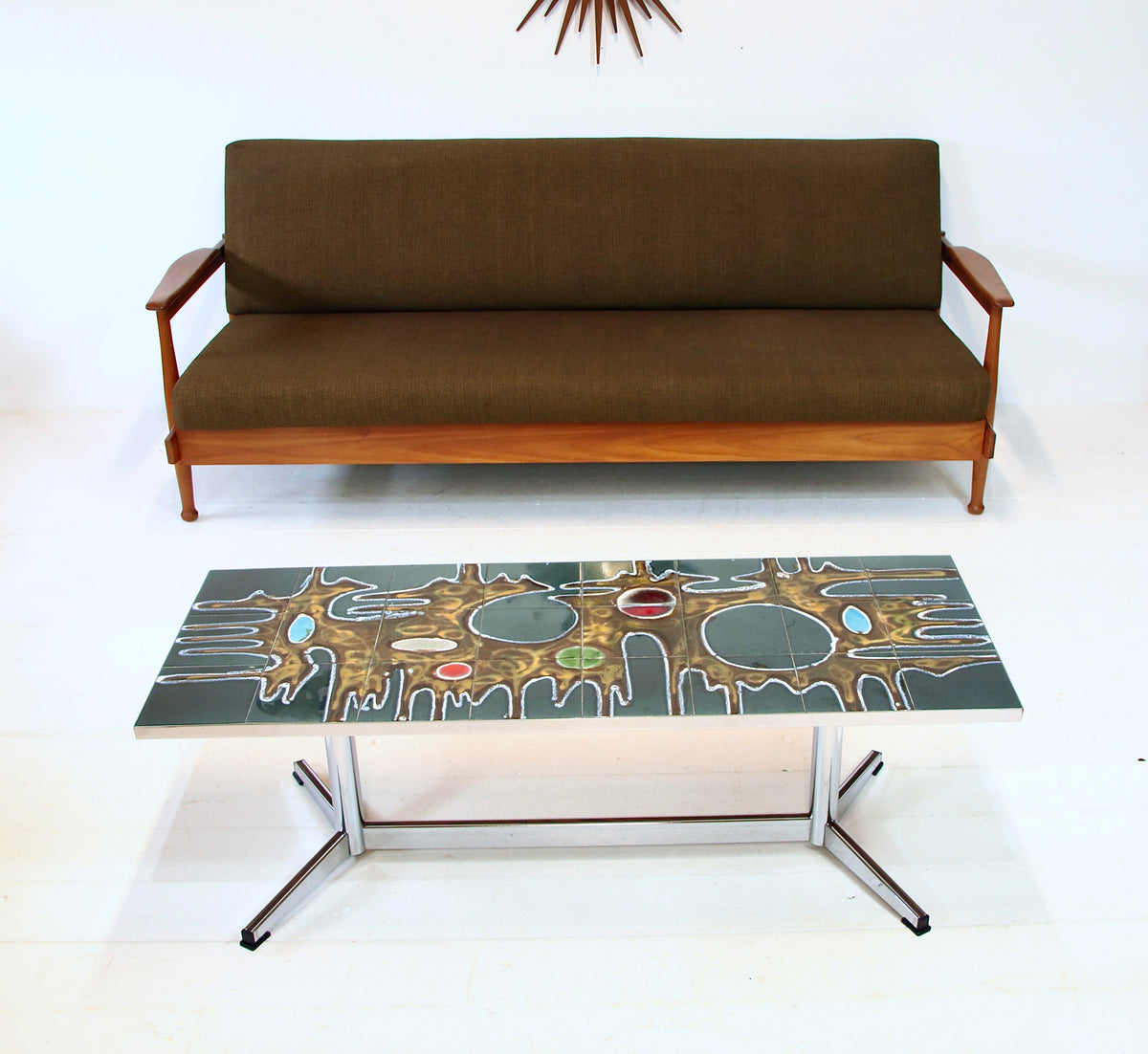 Vintage Belgian Chrome & Tile Coffee Table by Juliette Belarti