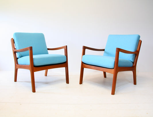 Ole Wanscher Senator Armchairs for France & Son FD166 - Blue