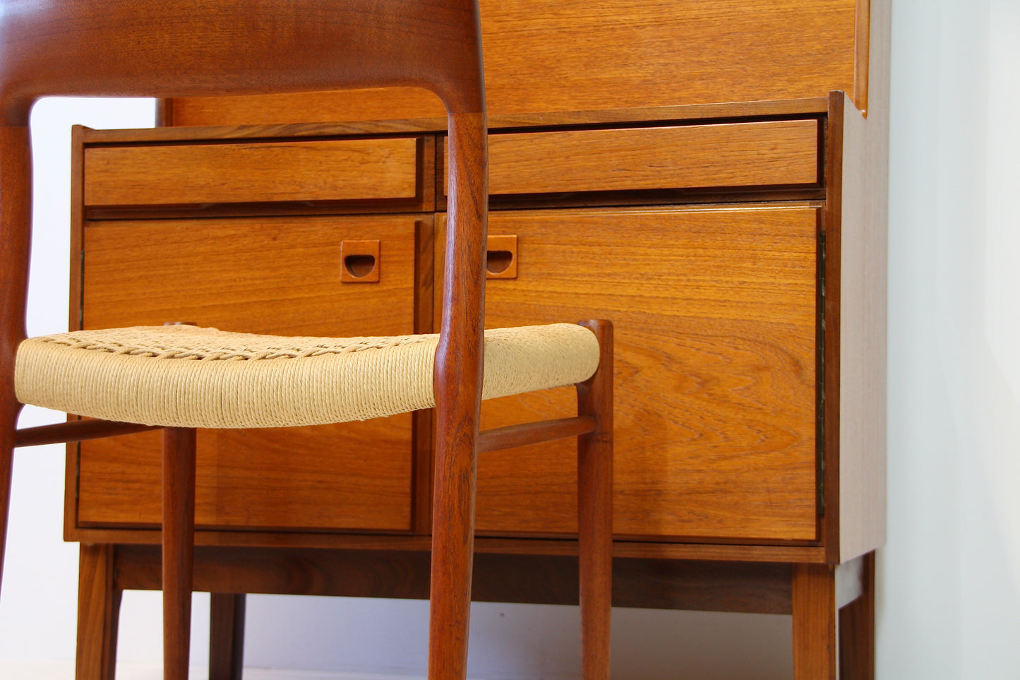 SOLD - Mid Century Teak Bureau / Bookcase by Vanson c.1960