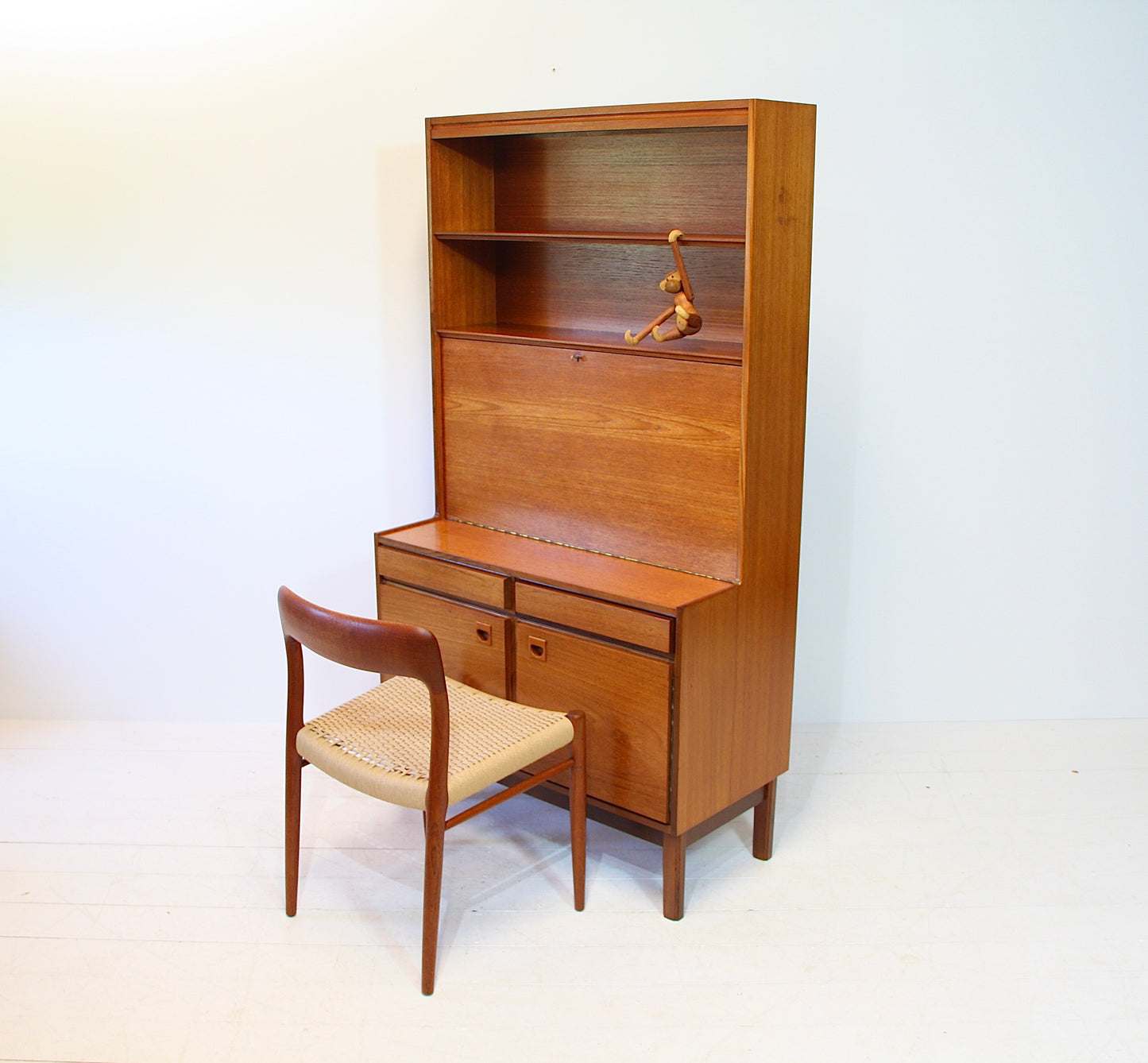 SOLD - Mid Century Teak Bureau / Bookcase by Vanson c.1960