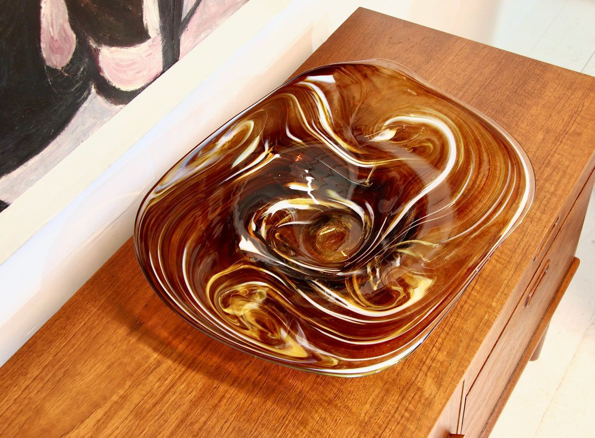 German Mid Century Decorative Glass Bowl by RGH Römische Glashütte