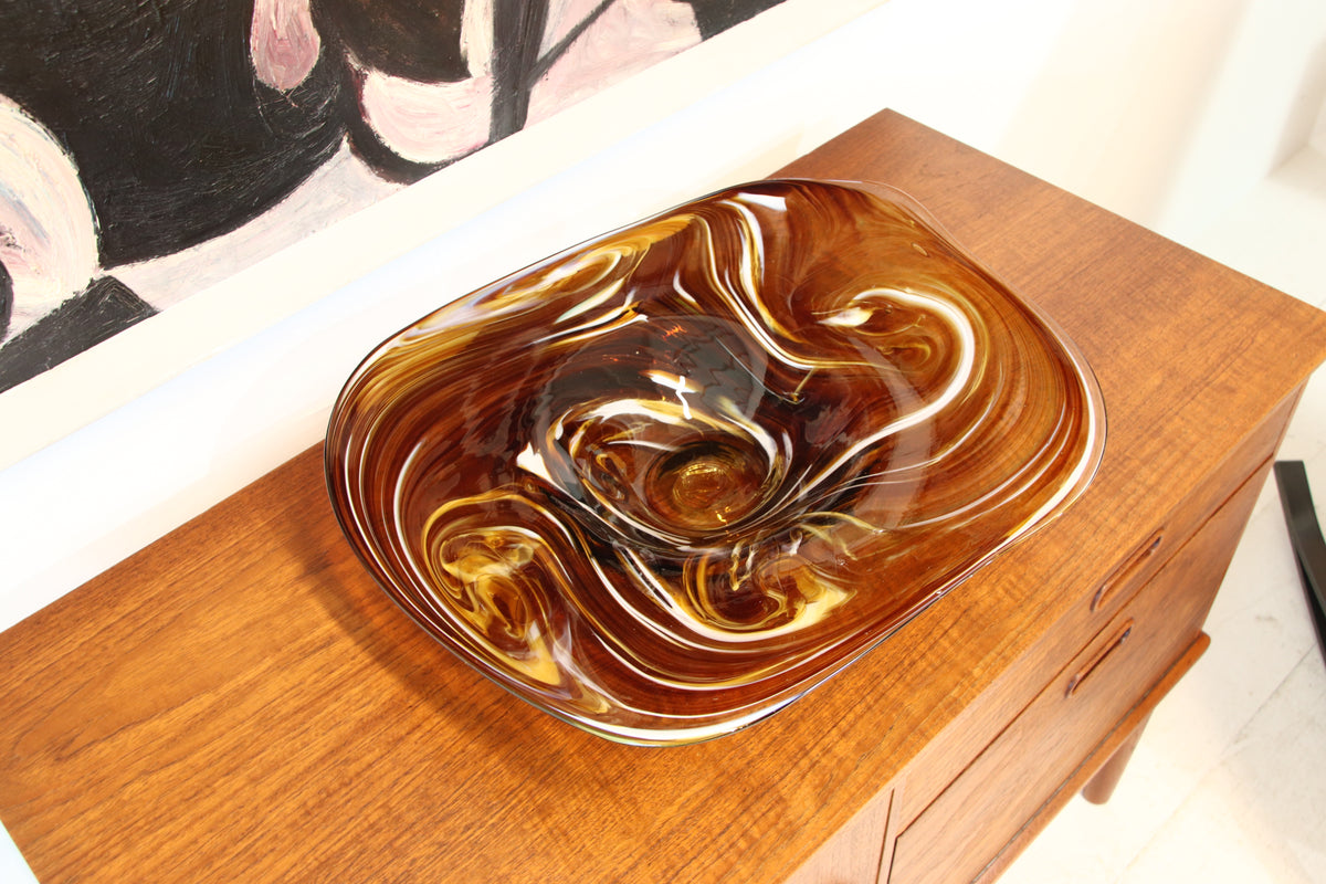 German Mid Century Decorative Glass Bowl by RGH Römische Glashütte
