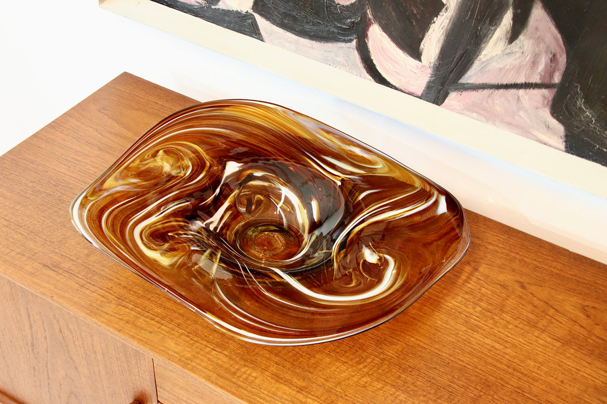 German Mid Century Decorative Glass Bowl by RGH Römische Glashütte