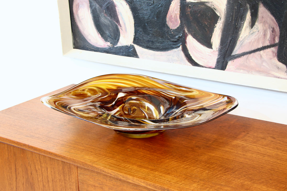 German Mid Century Decorative Glass Bowl by RGH Römische Glashütte