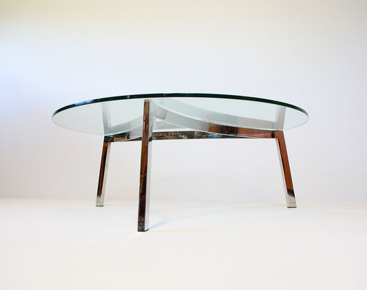 Modernist Swiss Chrome & Glass Coffee Table - c.1970