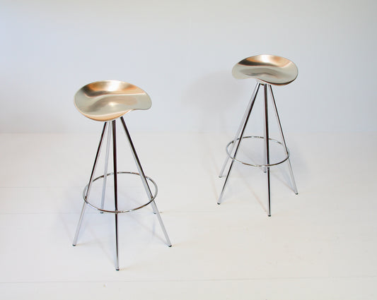 Pair of Aluminium & Chrome Jamaica Stools by Pepe Cortes for Amat - Spain