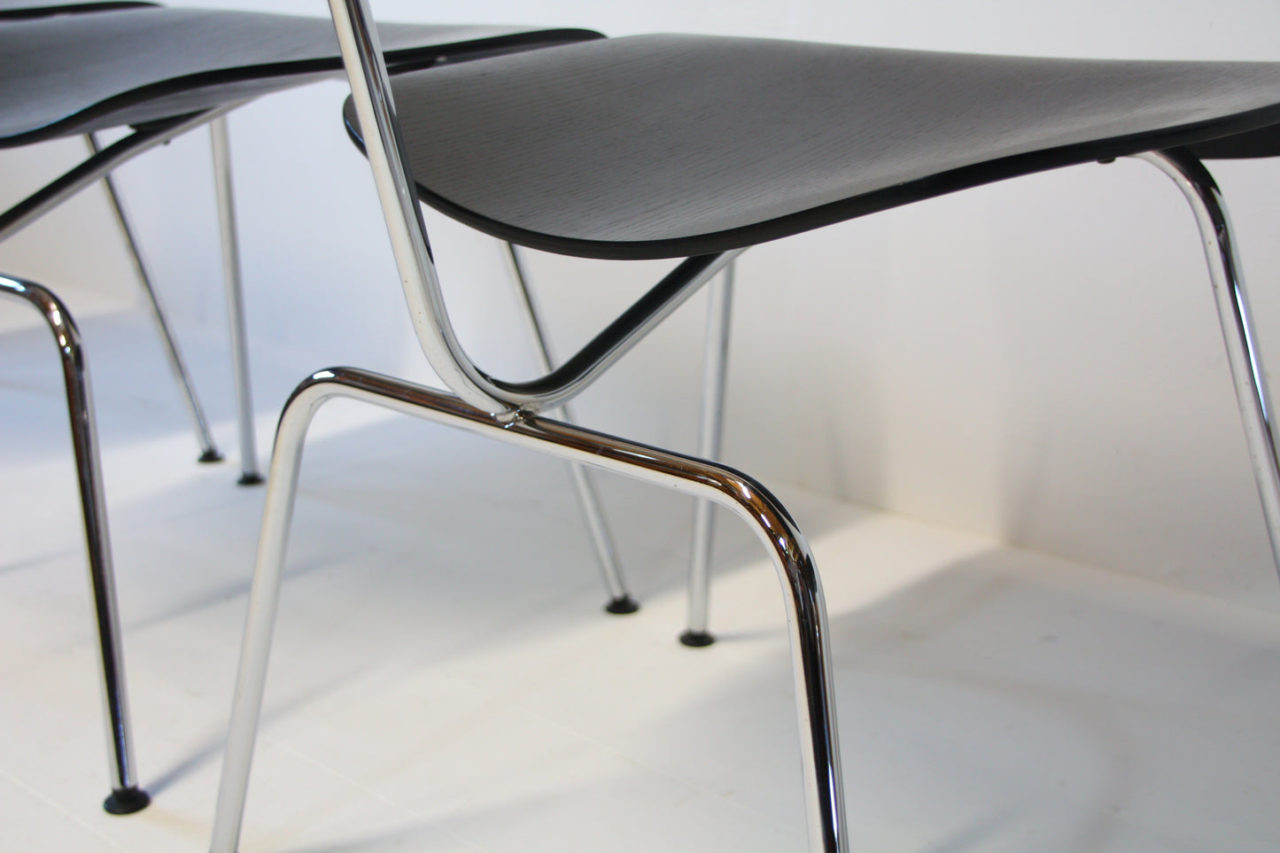 4 Eames DCM Black Ash & Chrome Dining Chairs by Vitra