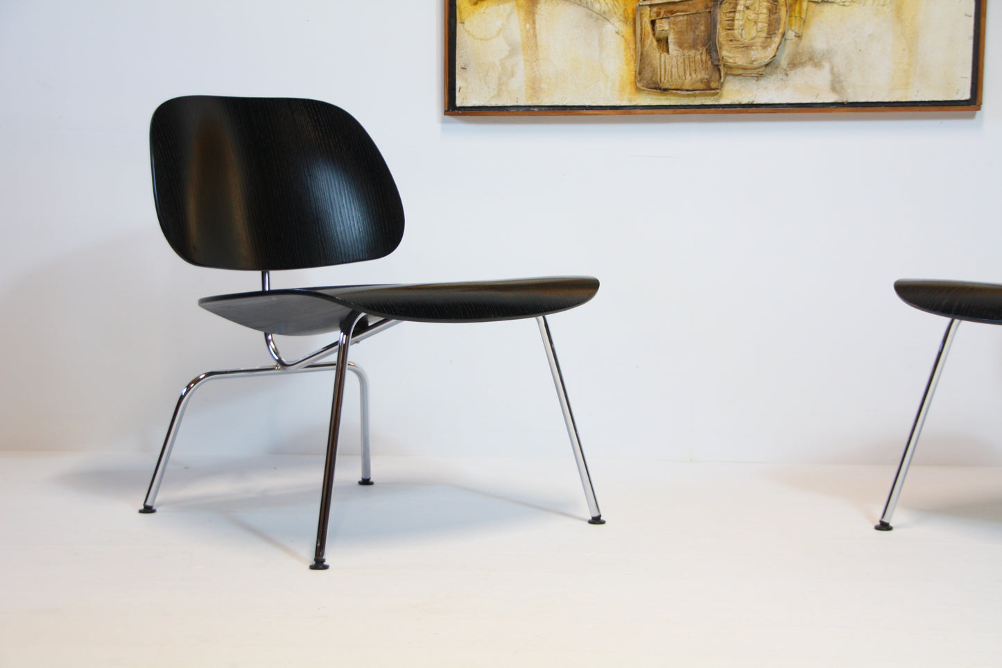 2 Eames LCM Lounge Chairs in Black Ash & Chrome - Vitra