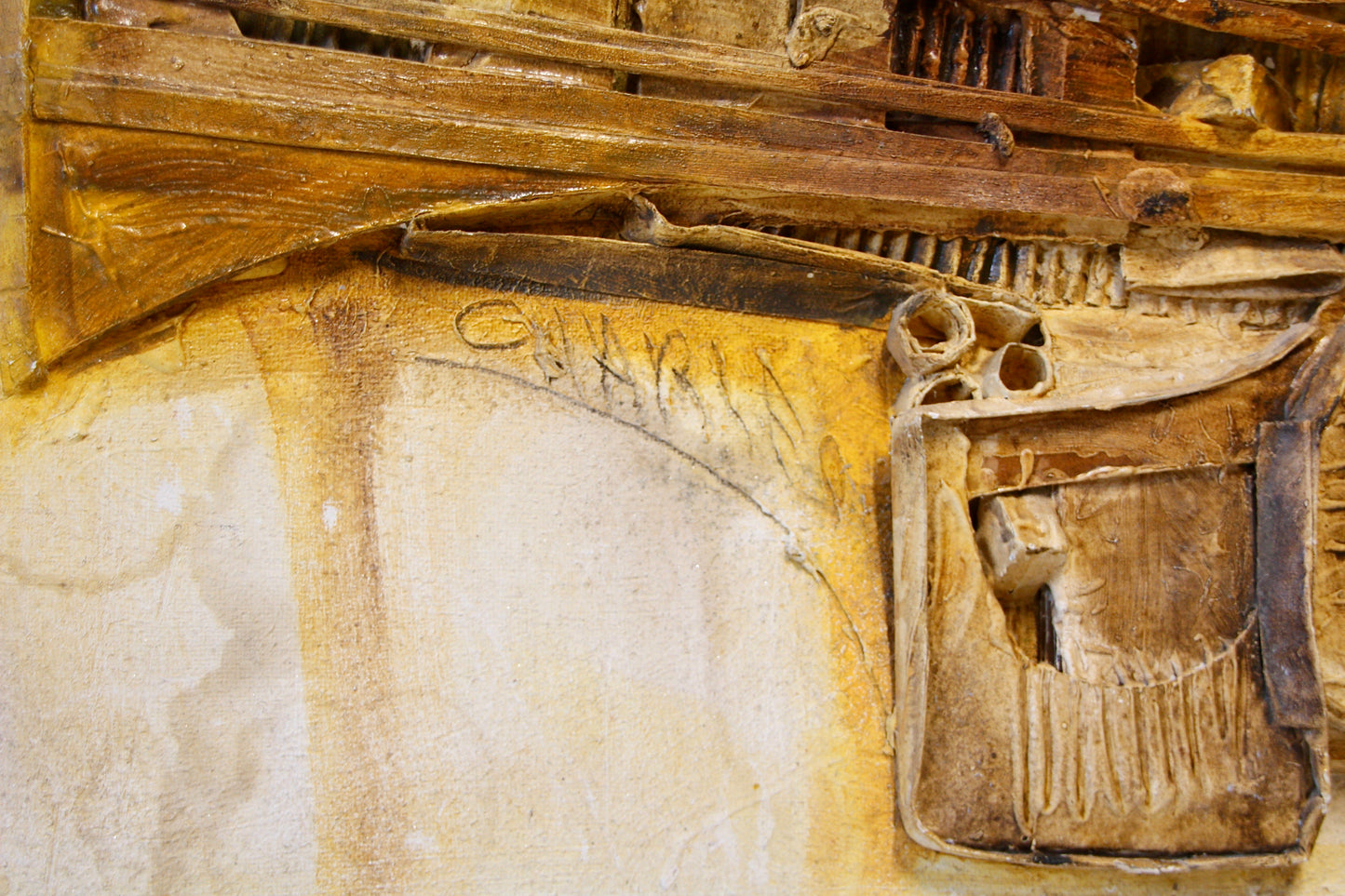 Large Mid Century Abstract Relief Artwork by Charlie c.1960