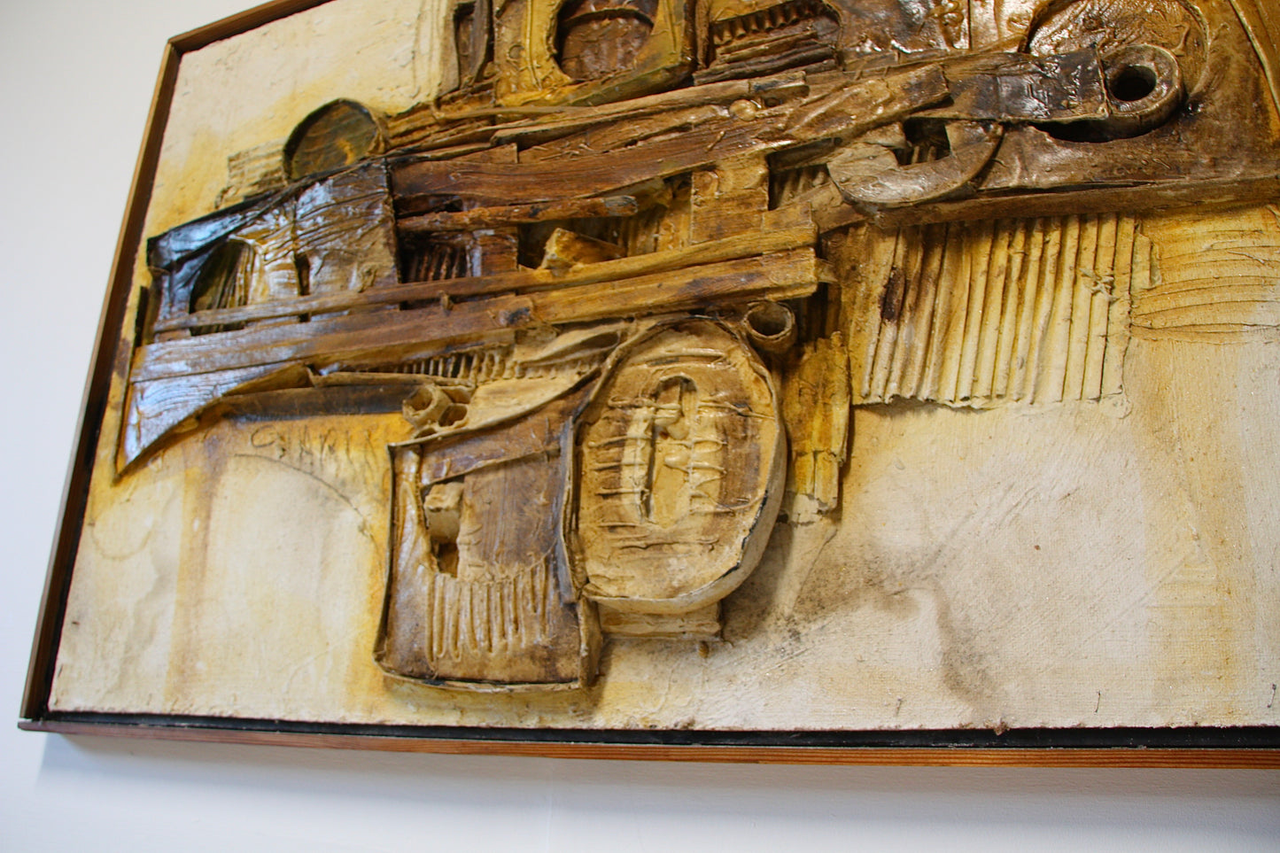 Large Mid Century Abstract Relief Artwork by Charlie c.1960