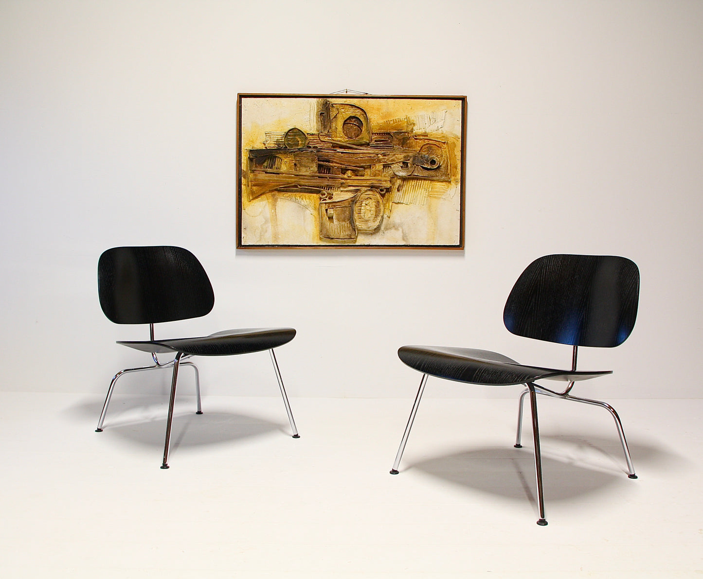 2 Eames LCM Lounge Chairs in Black Ash & Chrome - Vitra