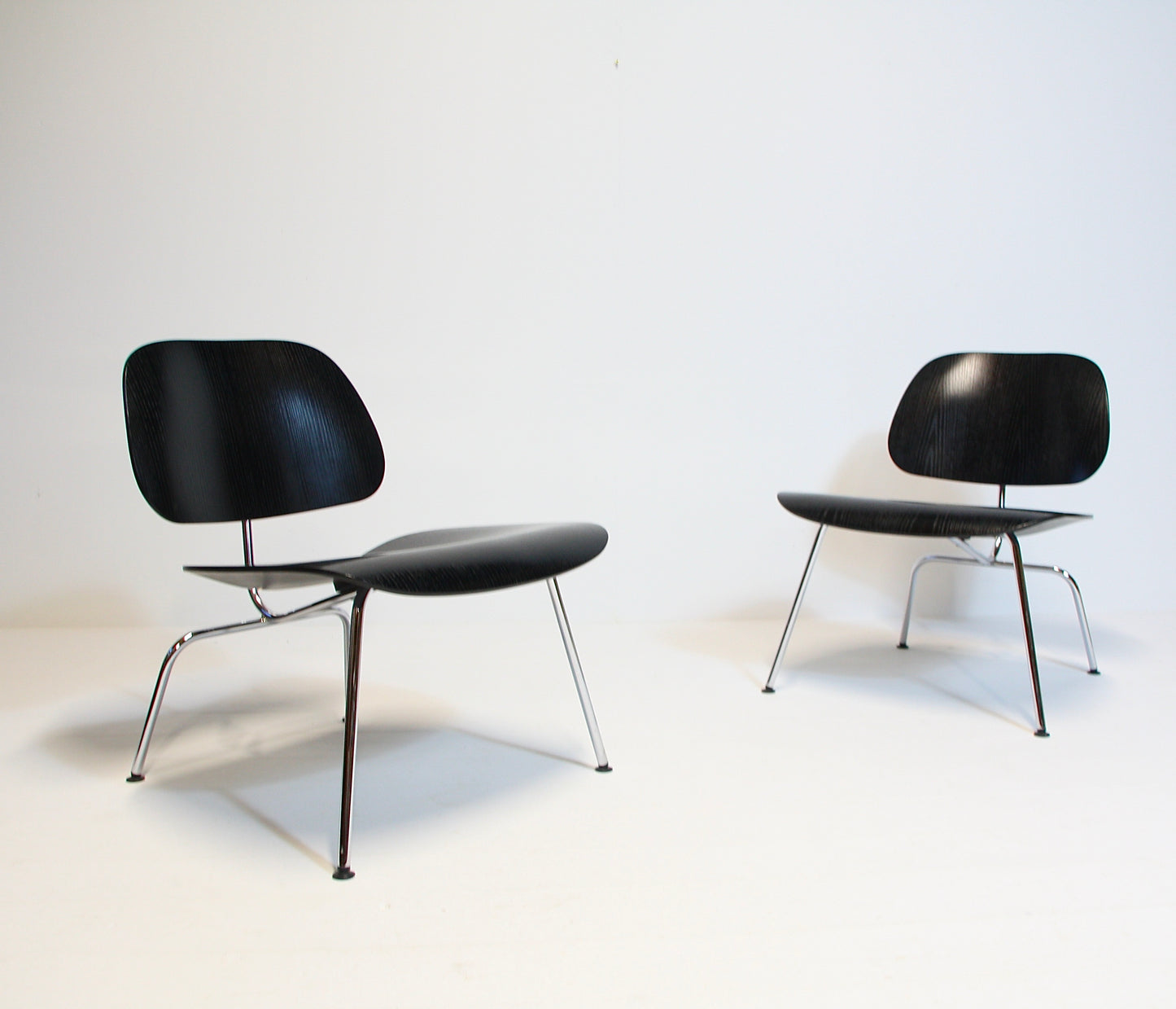 2 Eames LCM Lounge Chairs in Black Ash & Chrome - Vitra