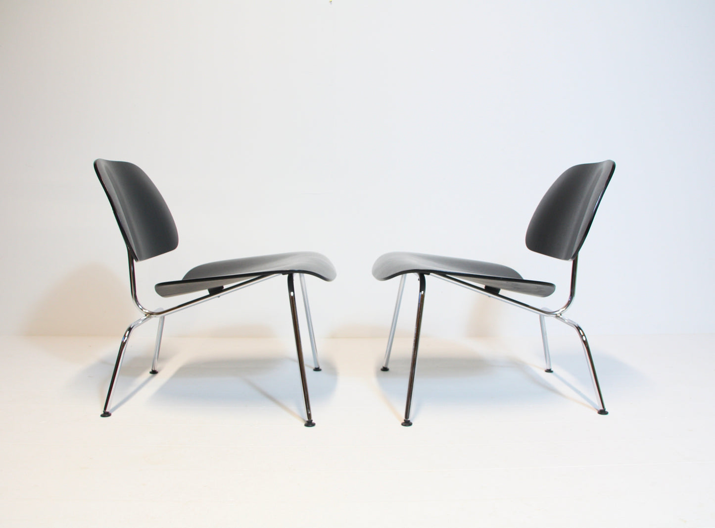2 Eames LCM Lounge Chairs in Black Ash & Chrome - Vitra