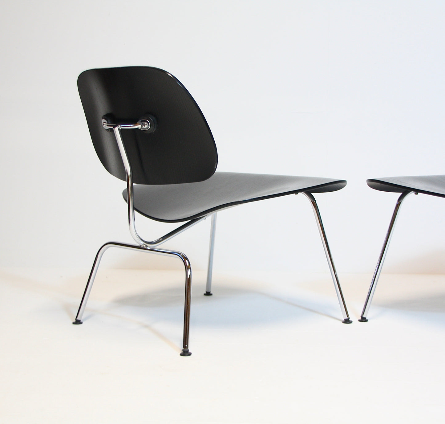 2 Eames LCM Lounge Chairs in Black Ash & Chrome - Vitra