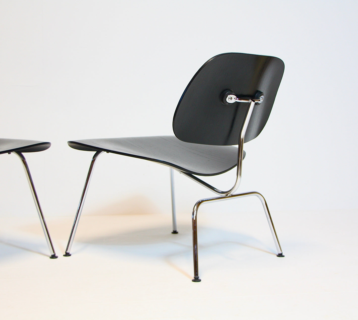 2 Eames LCM Lounge Chairs in Black Ash & Chrome - Vitra