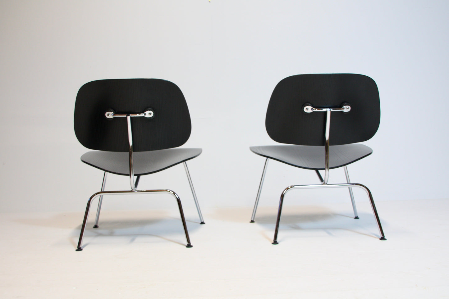 2 Eames LCM Lounge Chairs in Black Ash & Chrome - Vitra