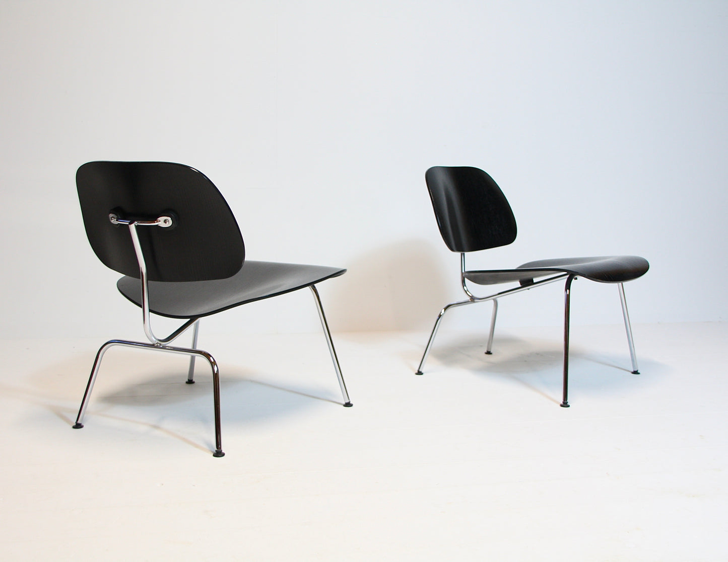 2 Eames LCM Lounge Chairs in Black Ash & Chrome - Vitra