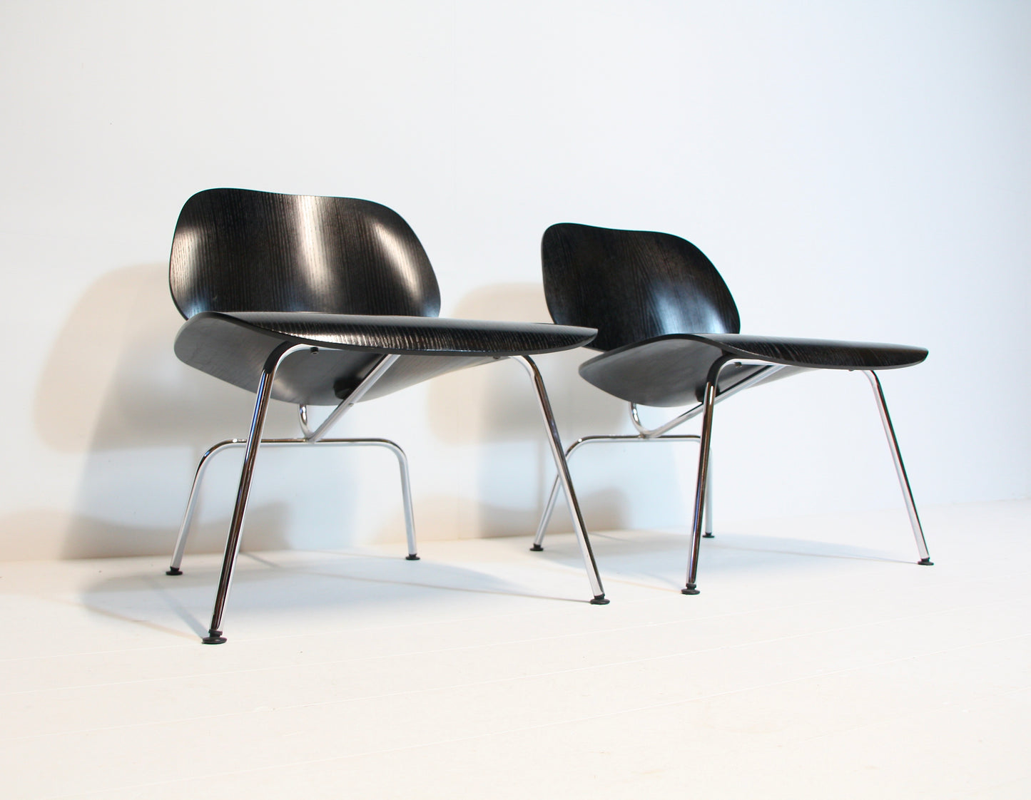 2 Eames LCM Lounge Chairs in Black Ash & Chrome - Vitra