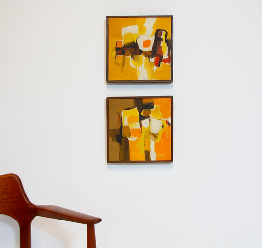 Vintage Abstract Paintings by P.J Davison - California c.1970