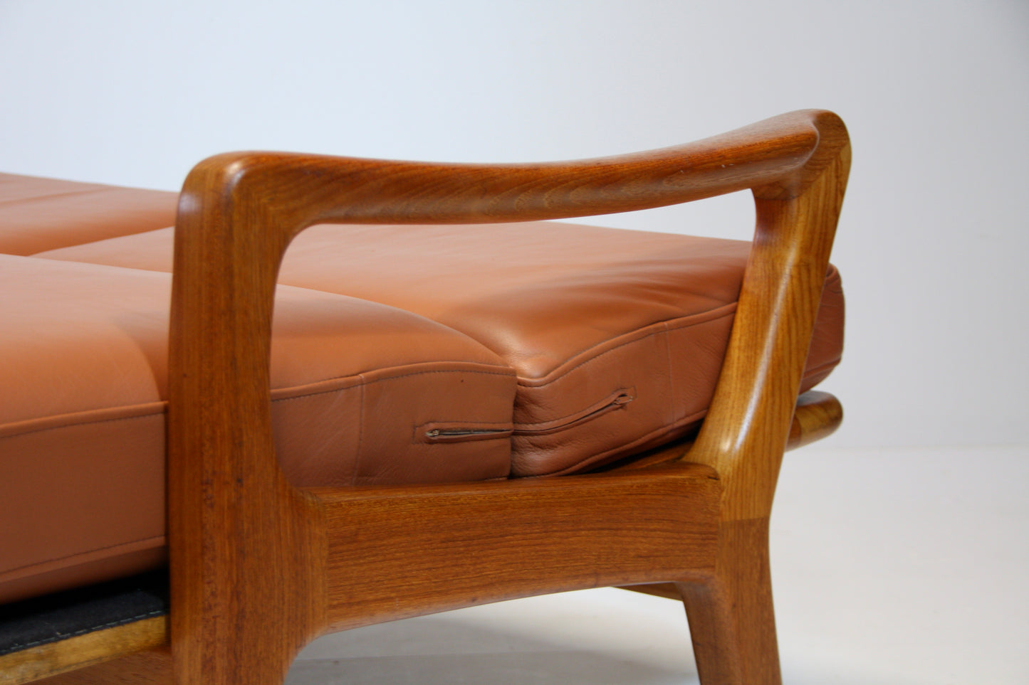 SOLD - Danish Tan Leather Sofa by Juul Kristensen - Solid Teak c.1970