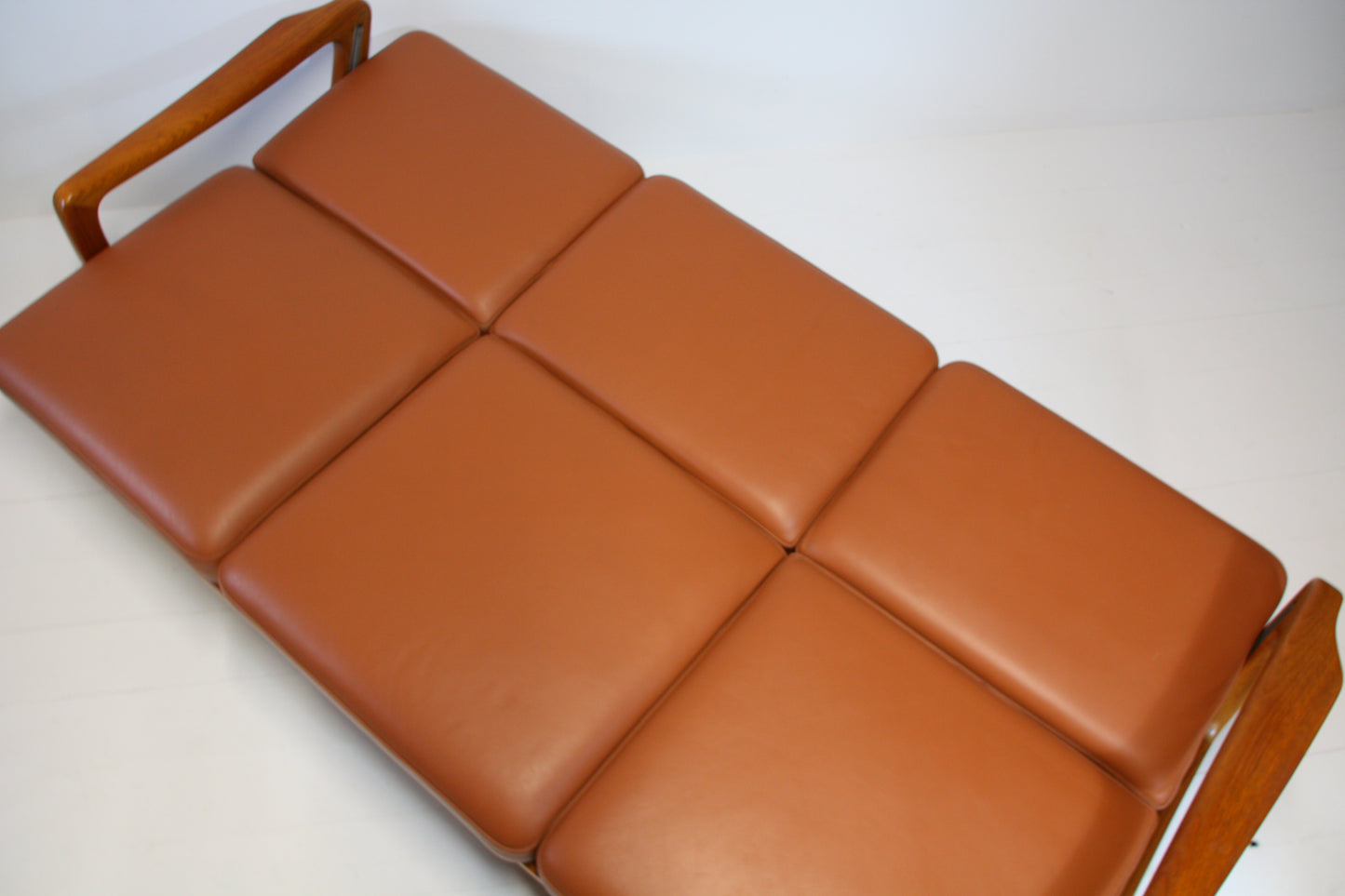 SOLD - Danish Tan Leather Sofa by Juul Kristensen - Solid Teak c.1970